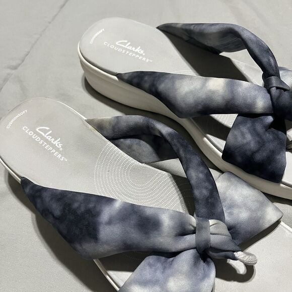 Clarks Cloudsteppers Knotted Slide Sandals Drift Ave BlueTye-Dye Womens Size 9M - Picture 3 of 9